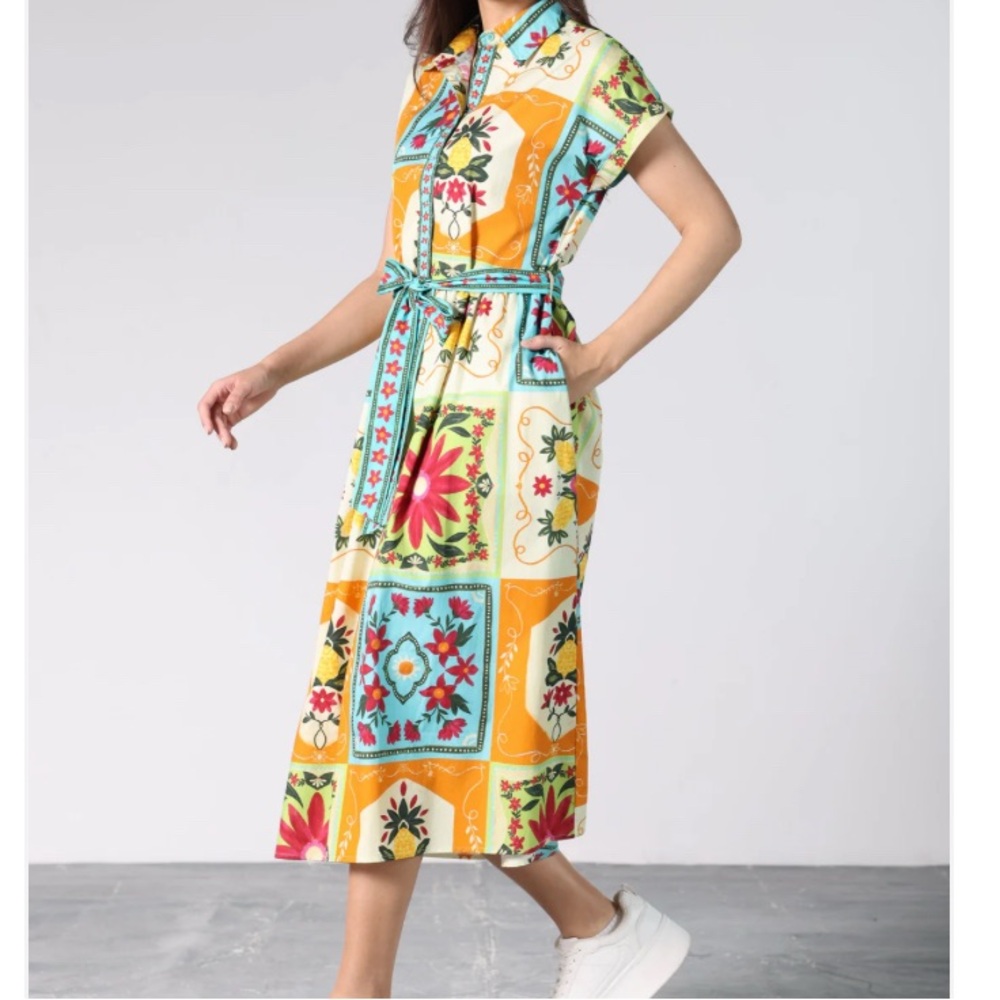 MAUDE VIVANTE
PATCHWORK RYLIE DRESS Colorful Floral Midi Dress NWT - Picture 2 of 3